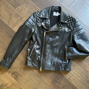 Topman leather zip up jacket, Men’s Size Large, Black